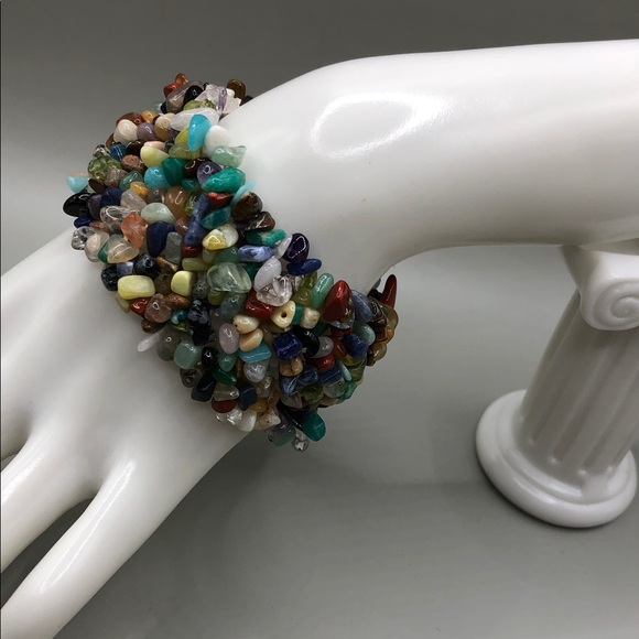 Natural stone gemstone bead stretch bracelets lot 3 quartz jasper sodalite boho - Picture 3 of 7